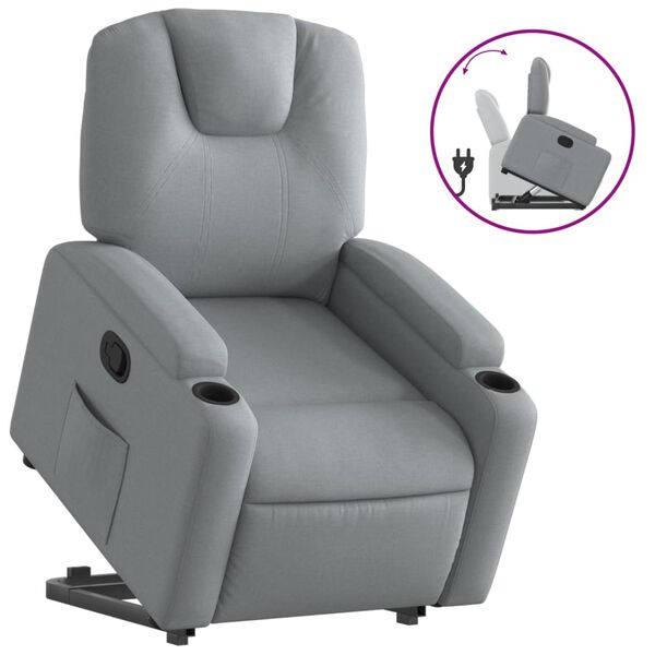 vidaXL Sill&oacute;n reclinable elevable de tela gris claro