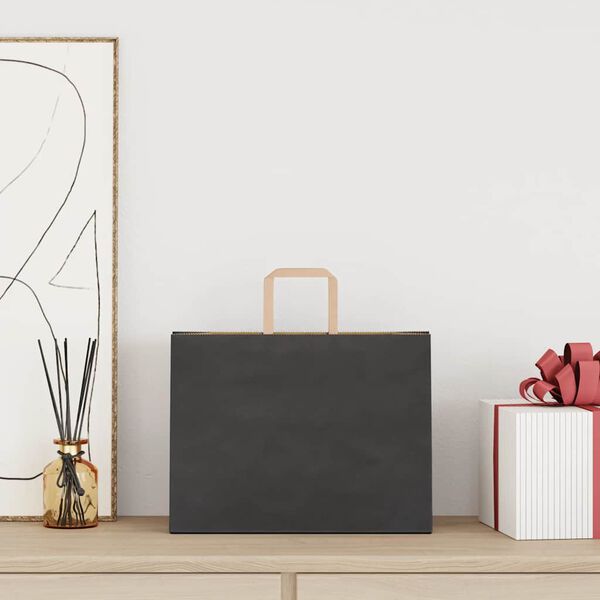 vidaXL Bolsas de papel con asas 50 uds negra 32x17x25 cm