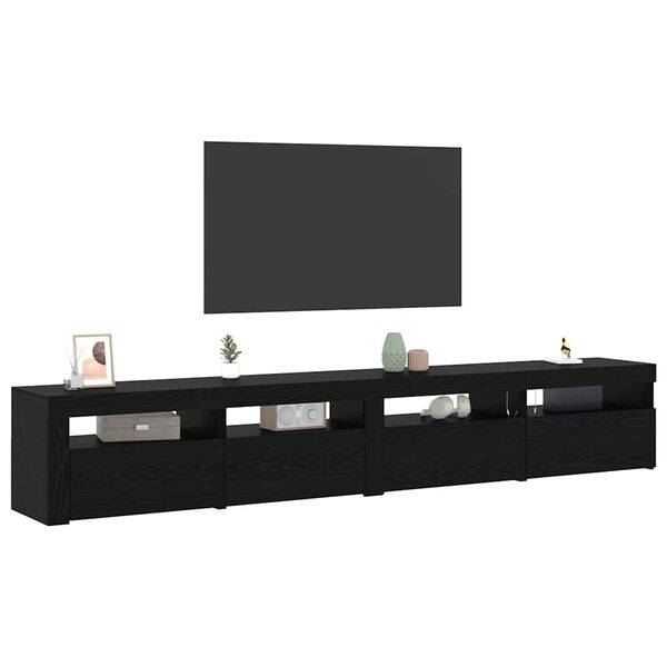 vidaXL Conjunto de mueble de TV 3 pcs Roble Negro 240 x 35 x 40 cm