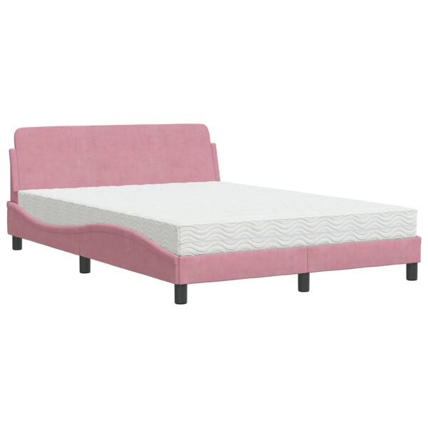 vidaXL Cama con colch&oacute;n Dover terciopelo rosa 140x190 cm