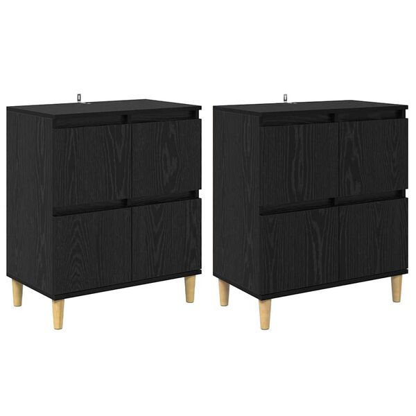 vidaXL Tableros Lateral 2 pcs Roble Negro 60 x 35 x 70 cm
