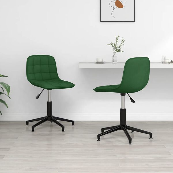 vidaXL Sillas de comedor giratorias 2 unidades terciopelo verde oscuro
