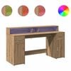 vidaXL Escritorio con LED madera ingenier&iacute;a roble artisian 160x55x91cm
