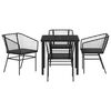 vidaXL Conjunto de Comedor de Jard&iacute;n 5 pcs Negro rat&aacute;n sint&eacute;tico