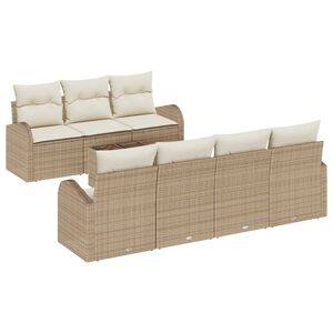 vidaXL Conjunto de sof&aacute; de jard&iacute;n con coj&iacute;n Manual 8 pcs Beige y Crema