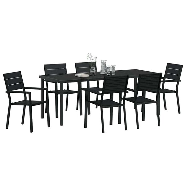 vidaXL Conjunto de Comedor de Jard&iacute;n 7 pcs Negro