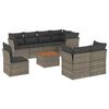 vidaXL Set de muebles de jard&iacute;n 9 pzas y cojines rat&aacute;n sint&eacute;tico gris