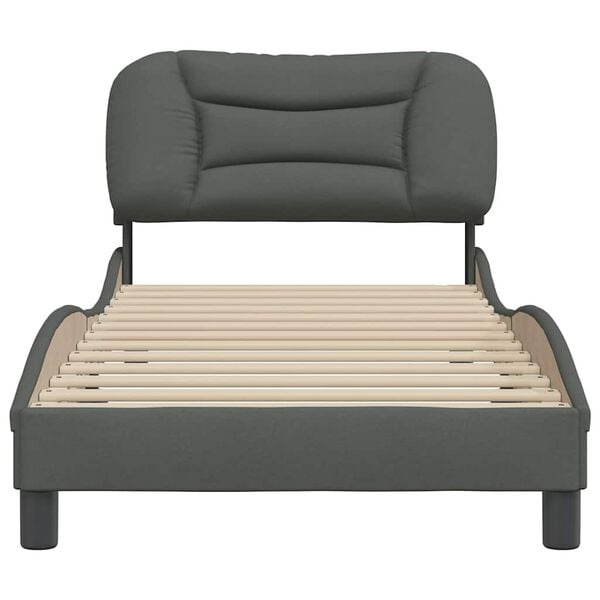 vidaXL Estructura de cama sin colch&oacute;n Hvar tela gris oscuro 90x190 cm