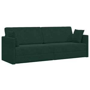 vidaXL Sof&aacute;-cama de piso Verde oscuro 213 x 70 x 77 cm Terciopelo