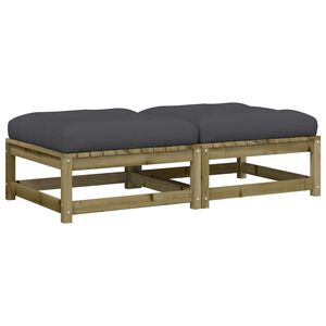 vidaXL Taburetes de jard&iacute;n con cojines 2 uds madera de pino impregnada