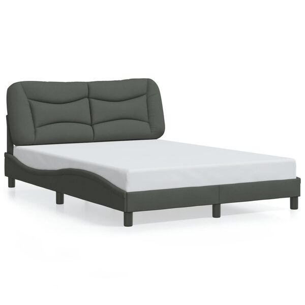 vidaXL Estructura de cama sin colch&oacute;n Hvar tela gris oscuro 140x190 cm
