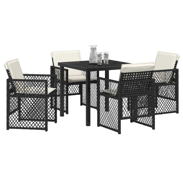 vidaXL Conjunto de Comedor de Jard&iacute;n 5 pcs Negro rat&aacute;n sint&eacute;tico