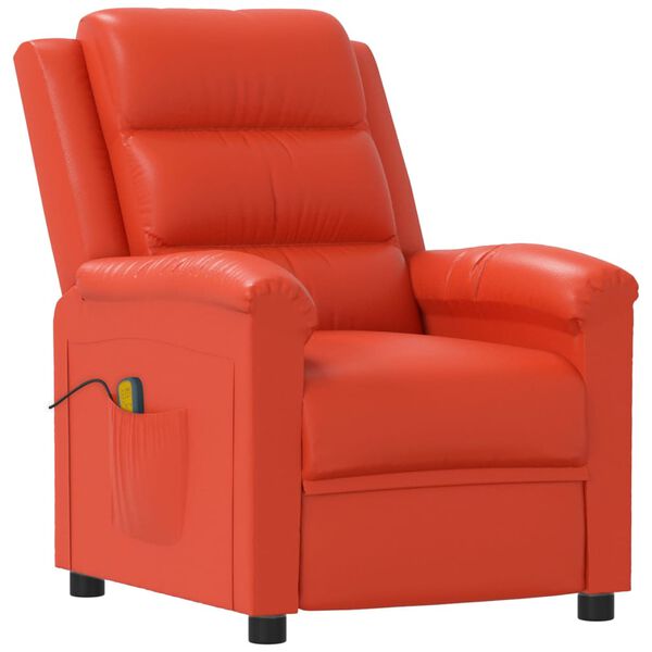 vidaXL Sill&oacute;n de masaje de cuero sint&eacute;tico rojo