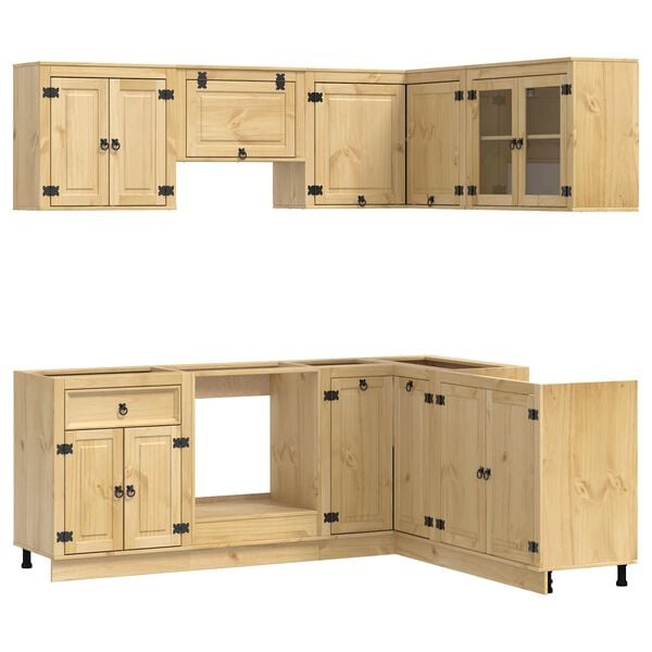 vidaXL Armario con estante con puerta 8 pcs Miel Madera de pino macizo