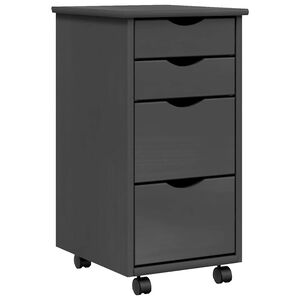 vidaXL Cajonera con ruedas MOSS madera maciza de pino gris