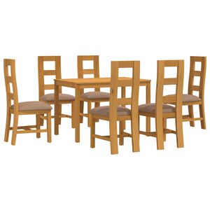 vidaXL Conjunto de comedor 7 uds. Gris Madera de Roble S&oacute;lido