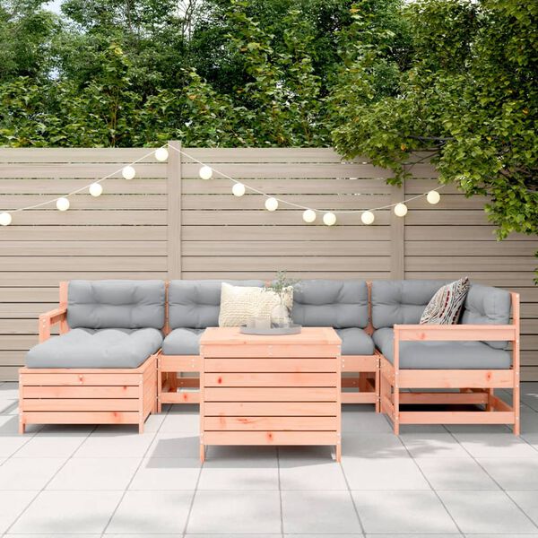 vidaXL Juego de sof&aacute;s de jard&iacute;n 7 pzas madera maciza de abeto Douglas