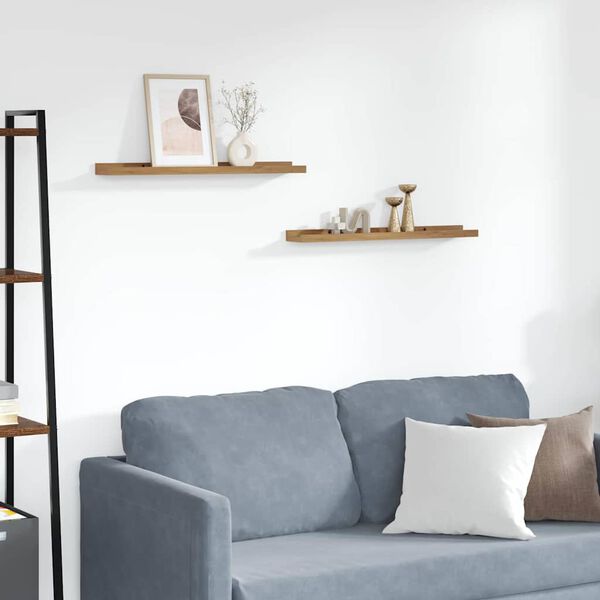 vidaXL Estante de pared con estante 2 pcs Marr&oacute;n 60 x 9 x 3 cm
