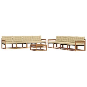 vidaXL Conjunto de sof&aacute;s de exterior con coj&iacute;n 9 pcs Natural y Beige