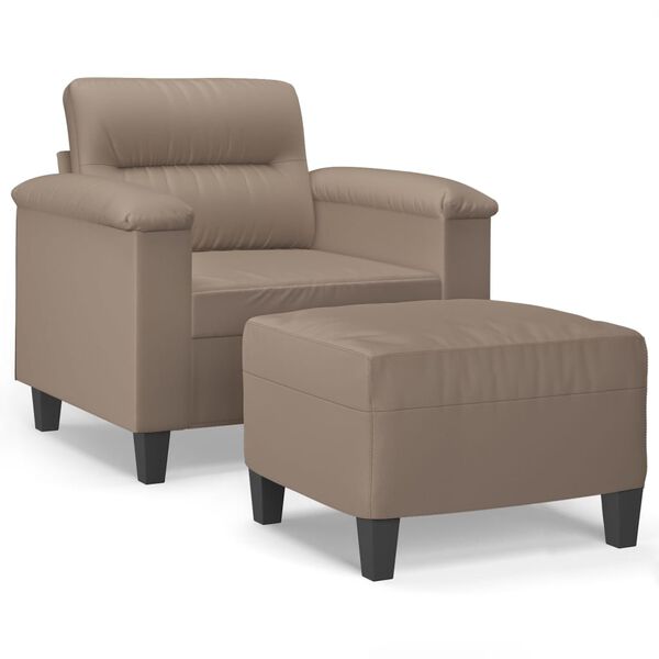 vidaXL Sill&oacute;n con taburete tela de microfibra gris taupe 60 cm
