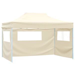 vidaXL Carpa pleglable con 3 paredes crema 3x4,5 m