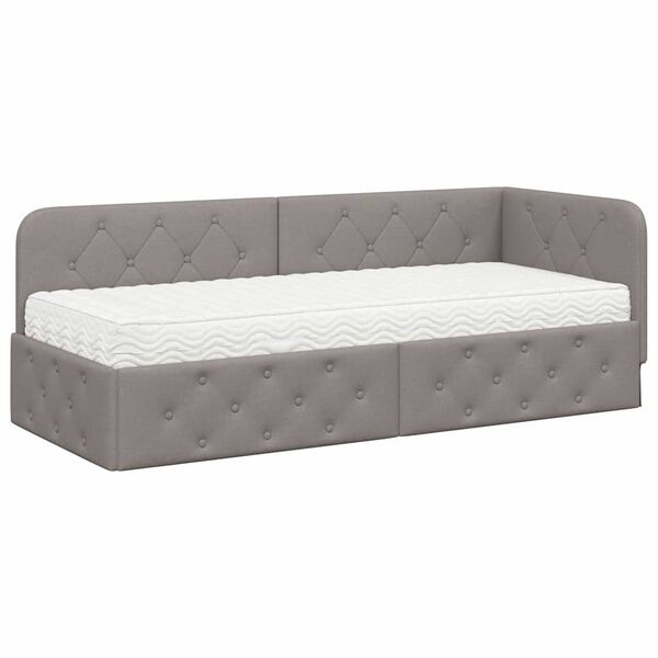 vidaXL Estructura de cama en esquina Taupé 80 x 200 cm tela