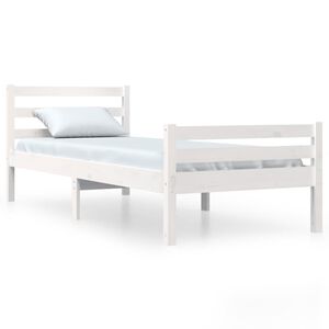 vidaXL Estructura de cama sin colch&oacute;n madera maciza blanco 100x200 cm