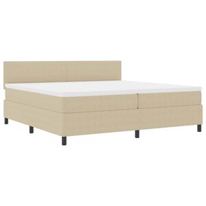 vidaXL Cama Box Spring LED Gris claro y . 200 x 200 cm Tela de Pana