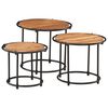vidaXL Mesas apilables 3 piezas madera maciza de acacia