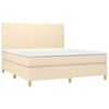 vidaXL Cama box spring colch&oacute;n y luces LED tela crema 160x200 cm