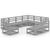 vidaXL Juego de muebles de jard&iacute;n 9 pzas y cojines gris madera pino