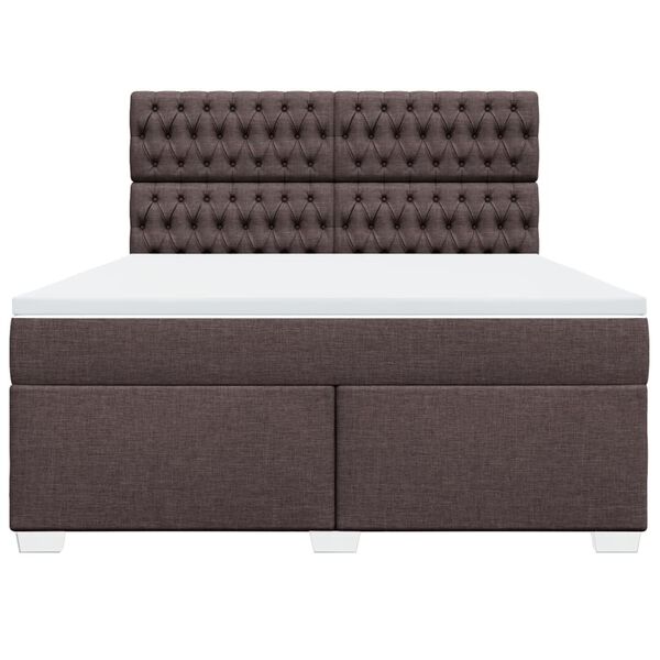vidaXL Cama box spring con colch&oacute;n tela marr&oacute;n oscuro 180x200 cm