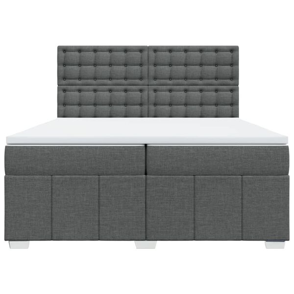 vidaXL Cama box spring con colch&oacute;n tela gris oscuro 200x200 cm