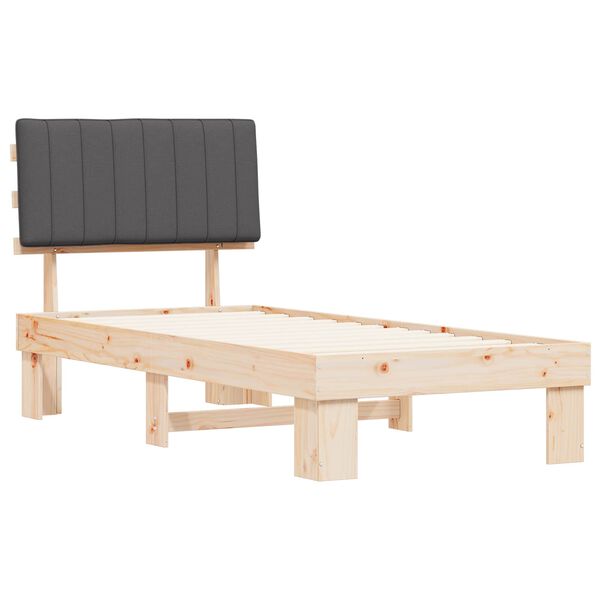 vidaXL Estructura de Cama con Cabecera Tapizada Gris oscuro