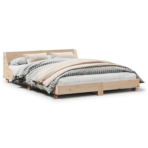 vidaXL Estructura de cama sin colch&oacute;n madera de pino blanco 150x200 cm