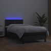 vidaXL Cama box spring y colchón LED cuero sintético negro 90x190 cm