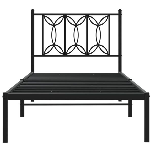 vidaXL Estructura cama sin colchón con cabecero metal negro 90x190 cm