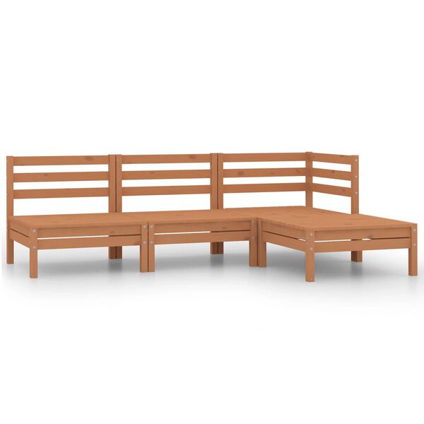 vidaXL Set de muebles de jardín 4 pzas madera maciza pino marrón miel