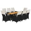 vidaXL Set de comedor de jard&iacute;n 9 pzas y cojines rat&aacute;n sint&eacute;tico negro