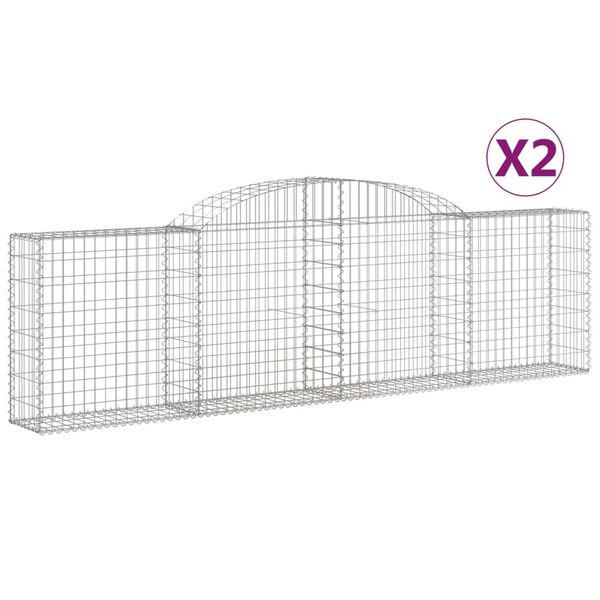 vidaXL Cestas de gaviones 2 uds forma de arco hierro 300x30x80/100 cm
