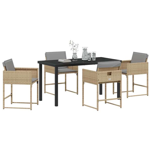 vidaXL Conjunto de Comedor de Jard&iacute;n 5 pcs Beige rat&aacute;n sint&eacute;tico