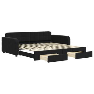 vidaXL Sof&aacute; cama nido con cajones terciopelo negro 100x200 cm