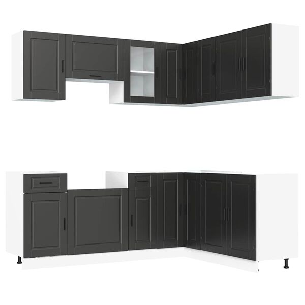vidaXL Mueble de cocina Porto negra 11 piezas madera contrachapada