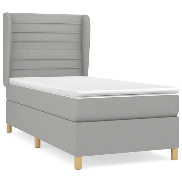 vidaXL Cama box spring con colch&oacute;n tela gris claro 90x190 cm