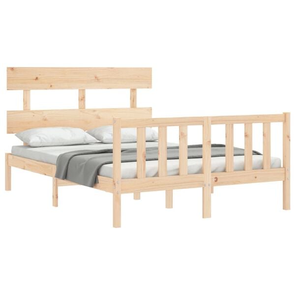 vidaXL Estructura de cama sin colchón madera maciza de pino 140x190 cm