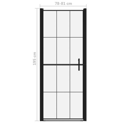 vidaXL Puerta de ducha de vidrio templado negro 81x195 cm