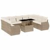 vidaXL Juego de sof&aacute;s jard&iacute;n con cojines beige 10 pzas rat&aacute;n sint&eacute;tico