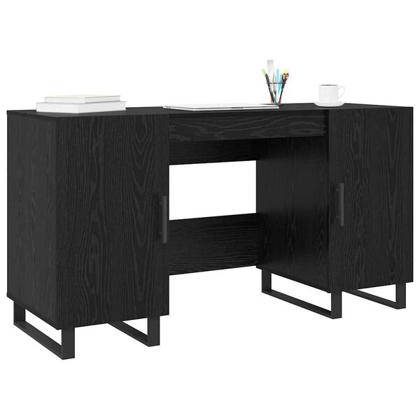 vidaXL Escritorio Roble negro 140 x 50 x 75 cm Madera contrachapada