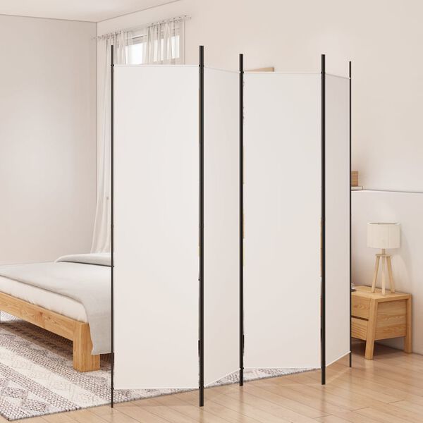vidaXL Biombo divisor de 4 paneles de tela blanco 200x200 cm