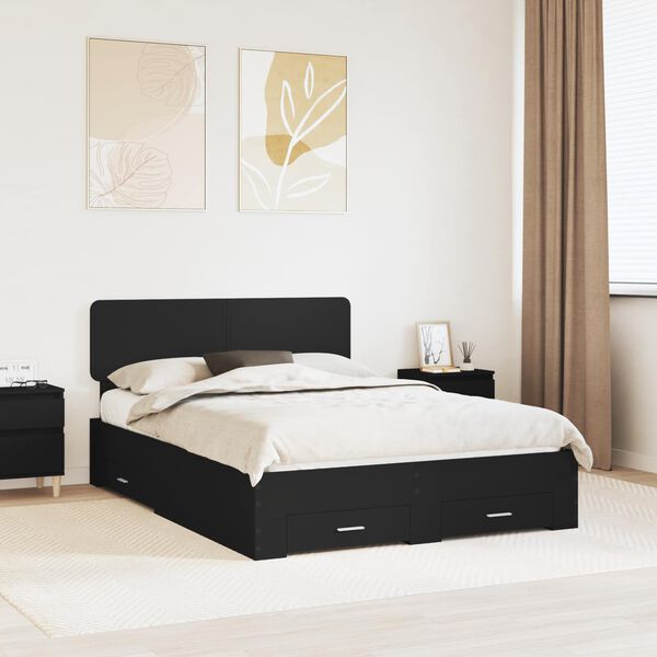 vidaXL Estructura de cama Negro 140 x 190 cm Madera de ingenier&iacute;a